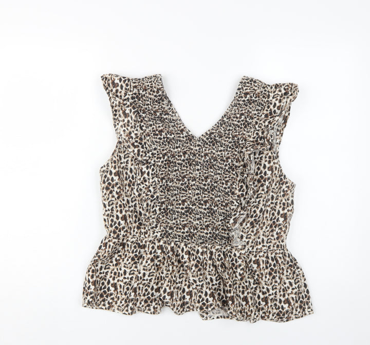 Dorothy Perkins Women's V-Neck Animal Print Blouse Size 16