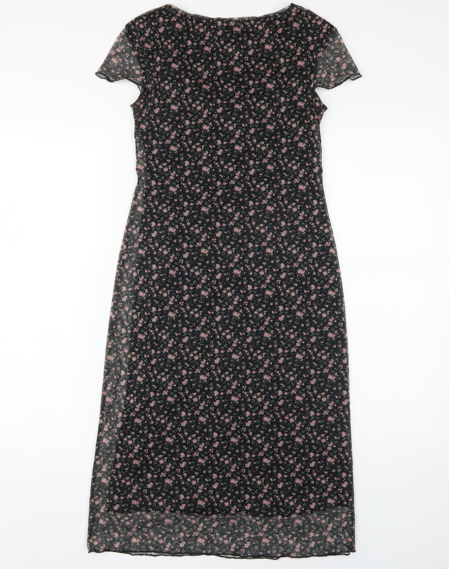 Lipsy Women's Black Floral Midi Shift Dress S