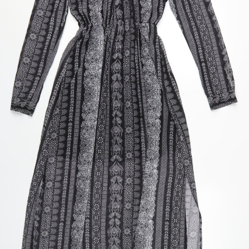Monki Women's Black Geometric A-Line Midi Dress