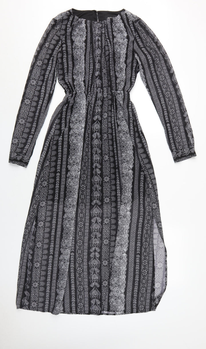 Monki Women's Black Geometric A-Line Midi Dress