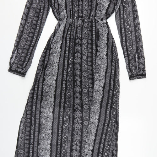 Monki Women's Black Geometric A-Line Midi Dress