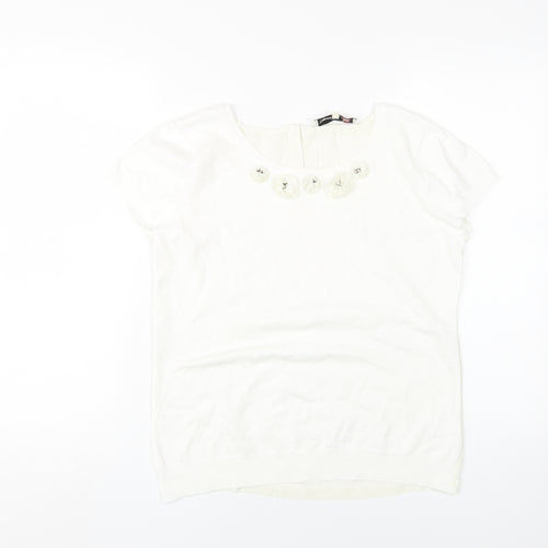 Damsel in a Dress White Top Women Size 10 Round Neck