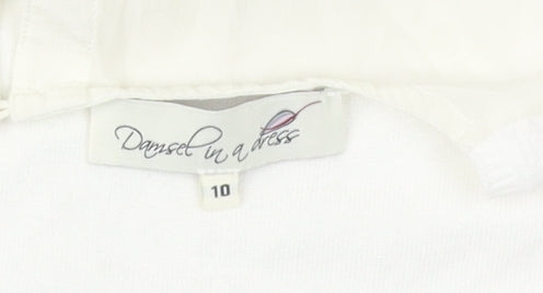 Damsel in a Dress White Top Women Size 10 Round Neck