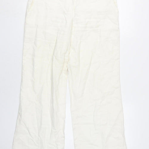 Next Women's Ivory Wide-Leg Trousers, Size 10