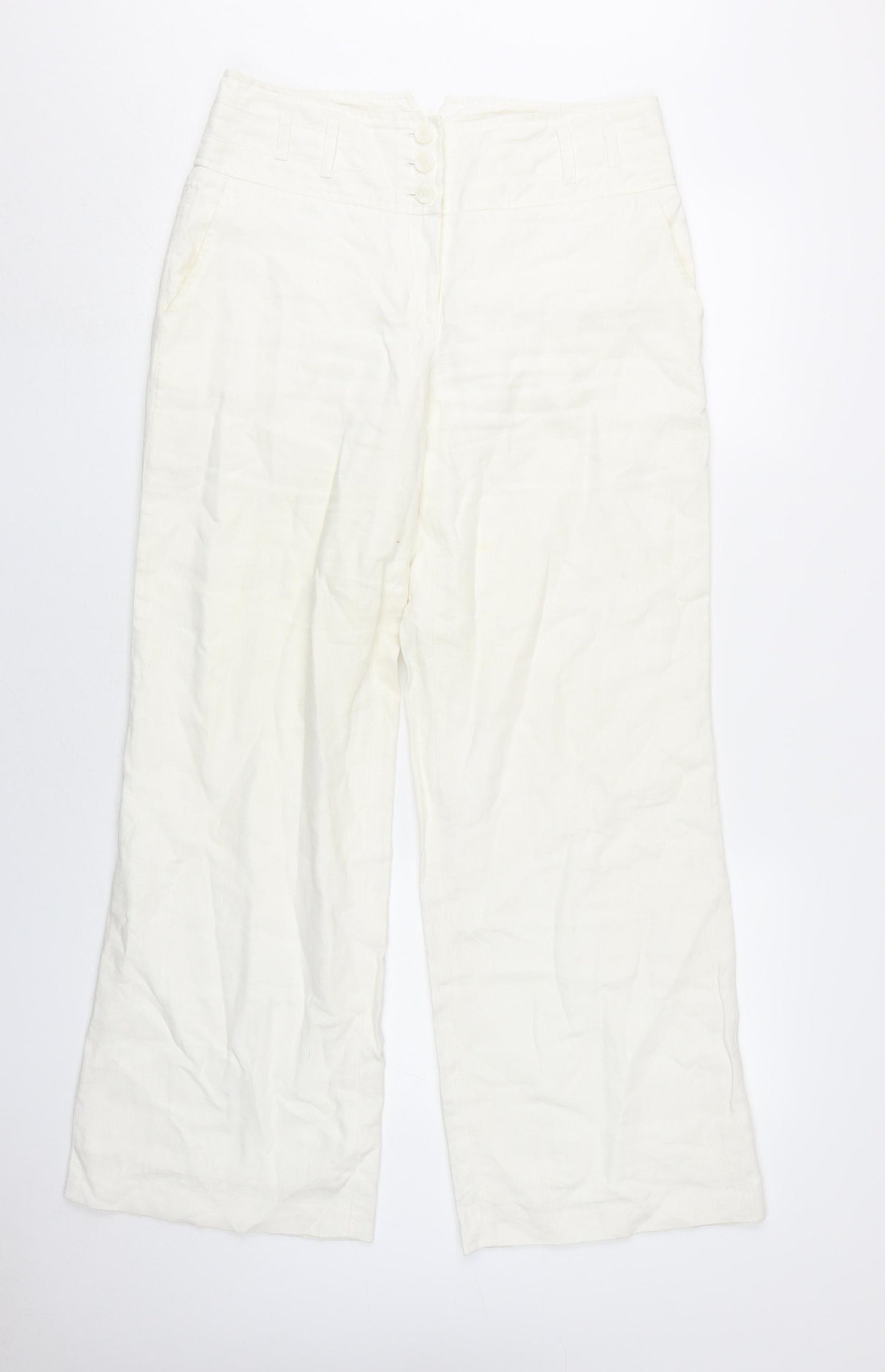 Next Women's Ivory Wide-Leg Trousers, Size 10
