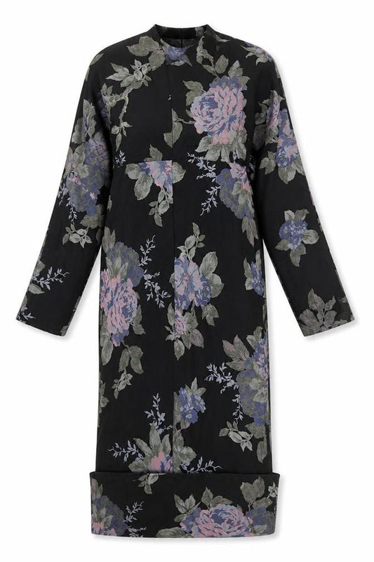 Front view of ASOS DESIGN Women's Black Floral Shift Dress -, size 12
