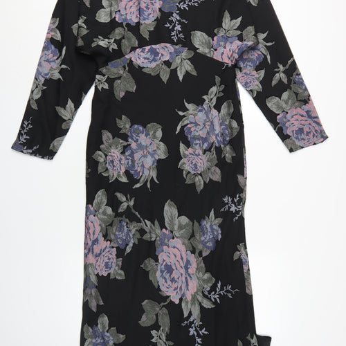 ASOS DESIGN Women's Black Floral Shift Dress - Size 12