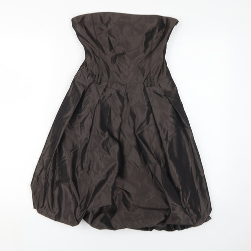 Zara Basic Women's Brown Bubble Hem Party Dress S