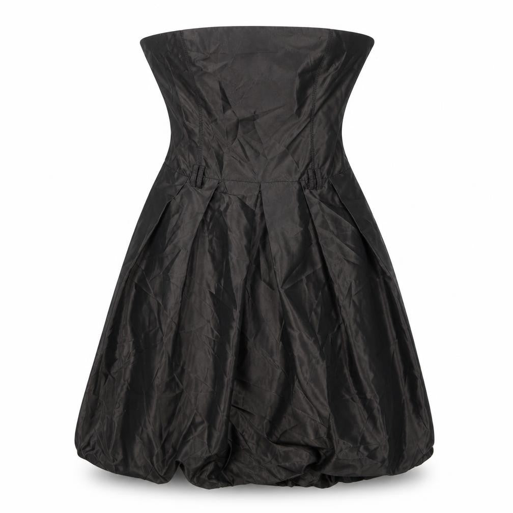 Front view of Zara Basic Women's Brown Bubble Hem Party Dress S