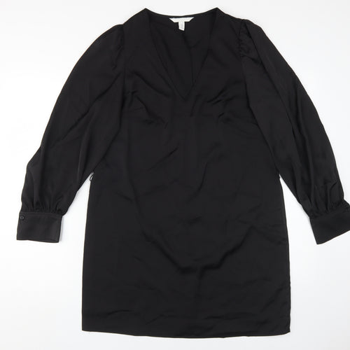 H&M Women's Black V-Neck Shift Dress Size 12