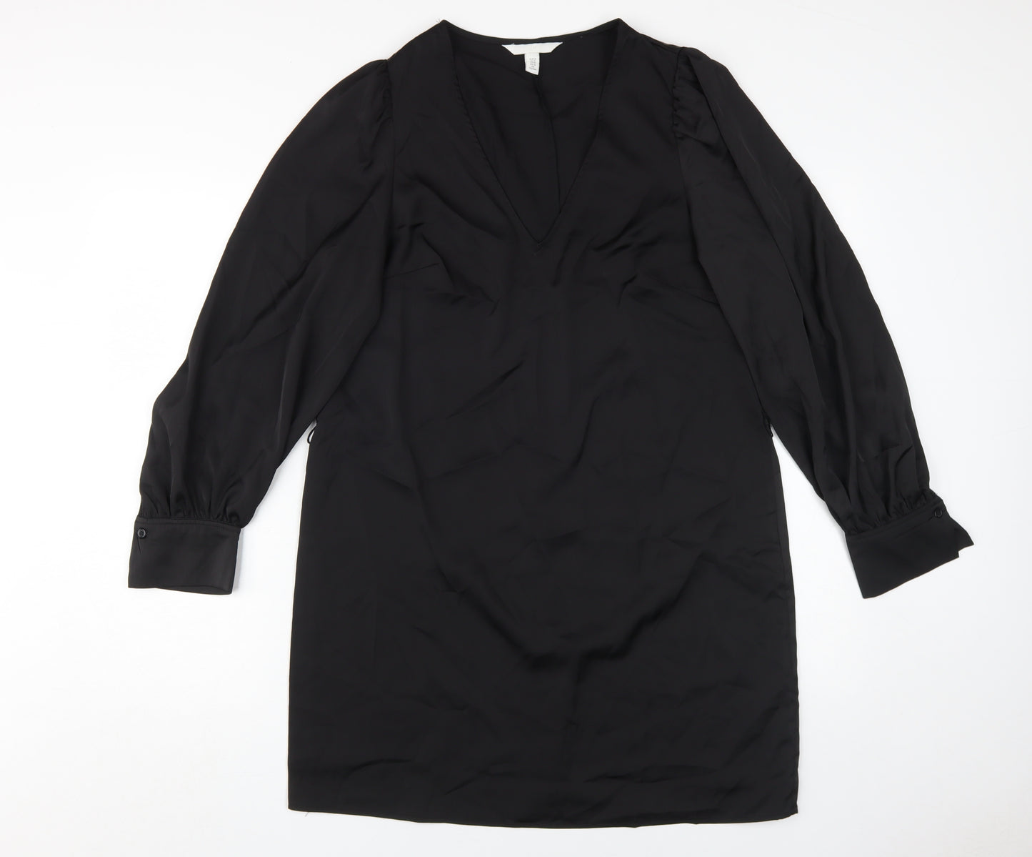 H&M Women's Black V-Neck Shift Dress Size 12