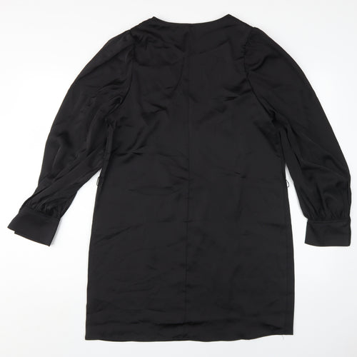 H&M Women's Black V-Neck Shift Dress Size 12