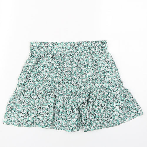 Zara Women's Green Floral Flare Skirt, Size S