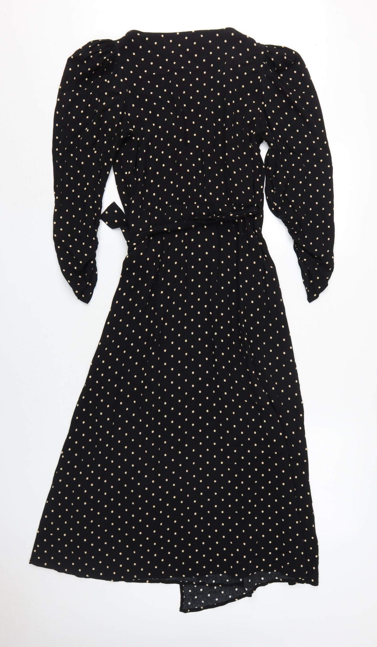 MNG Women's Black Polka Dot Wrap Dress Size 10