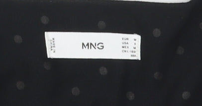 MNG Women's Black Polka Dot Wrap Dress Size 10