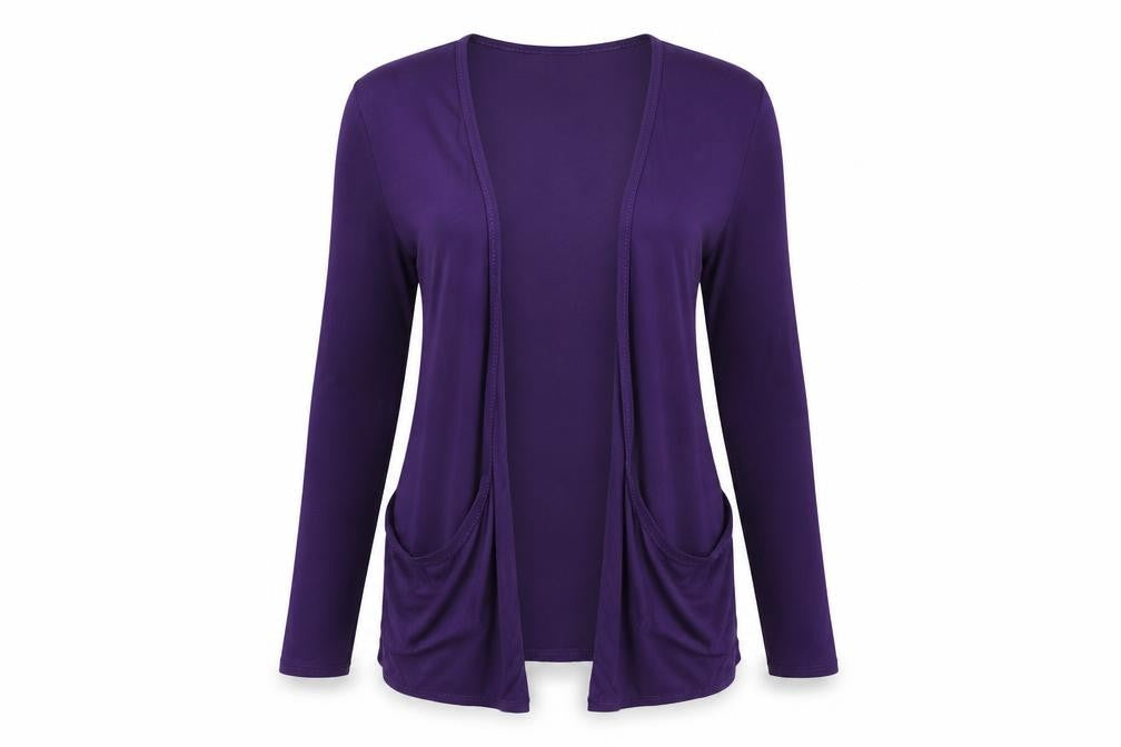 Front view of QED London Women's Purple Cardigan -, size M