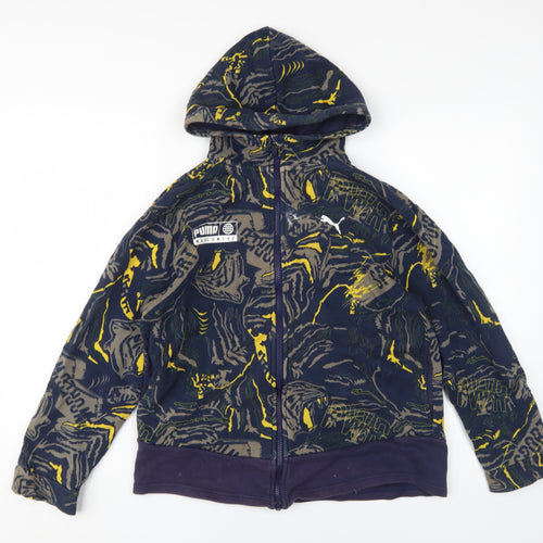 Puma Boys Graphic Print Full Zip Hoodie - Blue, Size 12