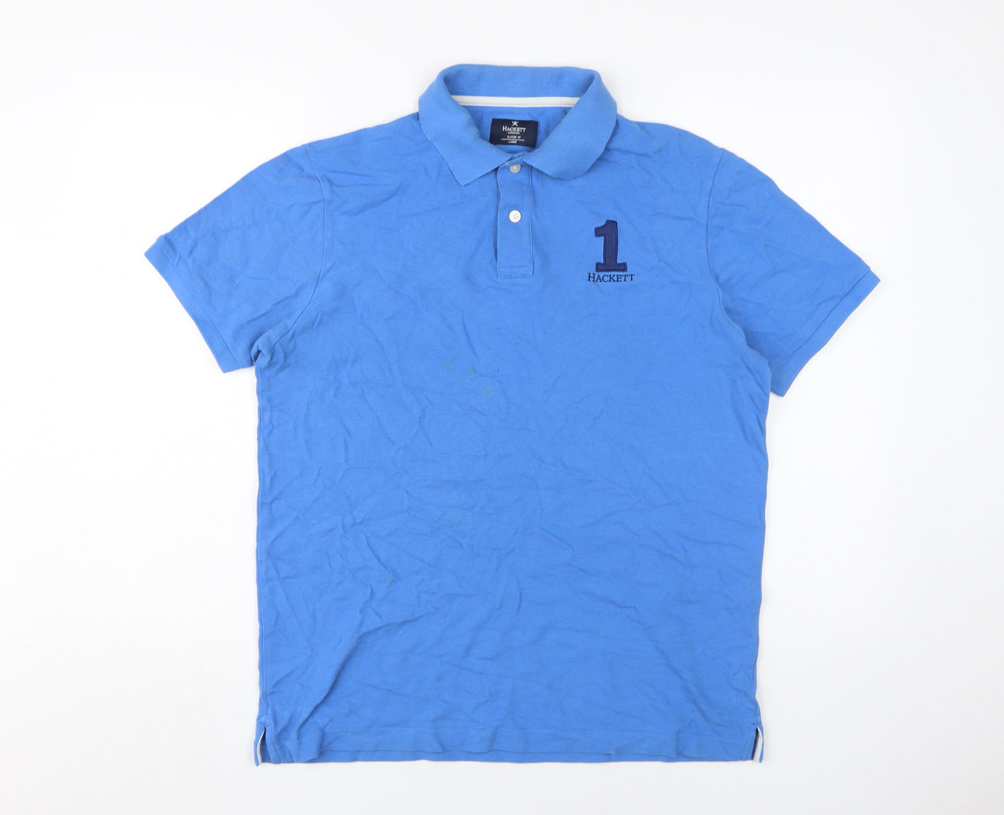 Hackett Men's Blue Classic Polo Shirt L - Logo Accents