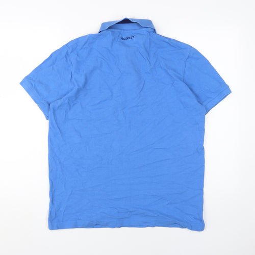 Hackett Men's Blue Classic Polo Shirt L - Logo Accents