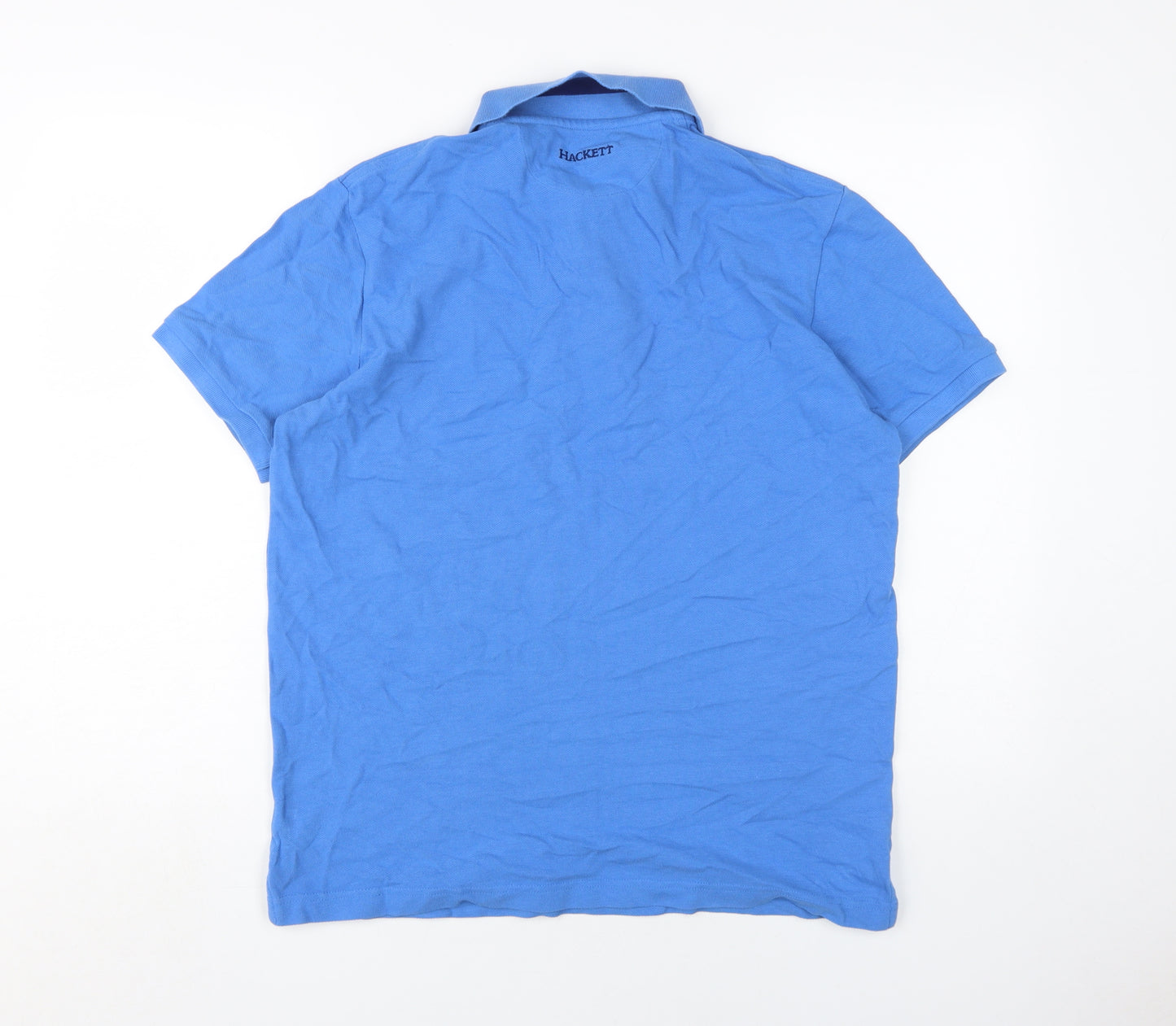 Hackett Men's Blue Classic Polo Shirt L - Logo Accents