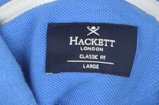 Hackett Men's Blue Classic Polo Shirt L - Logo Accents