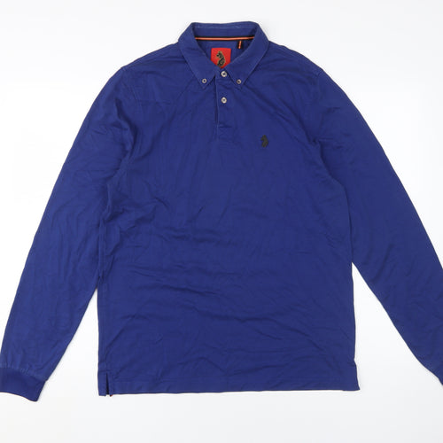 Luke Men's Blue Medium Long Sleeve Polo with Logo