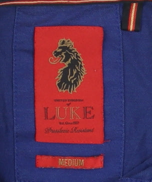 Luke Men's Blue Medium Long Sleeve Polo with Logo