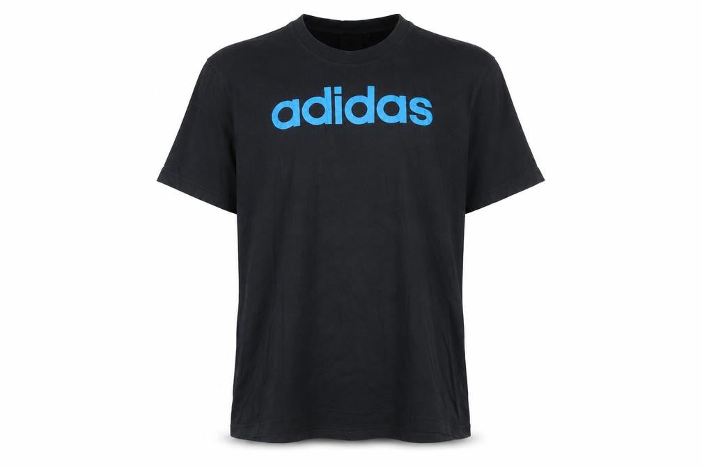 Front view of Adidas Men's Black Logo T-Shirt, size L, - Iconic Style!