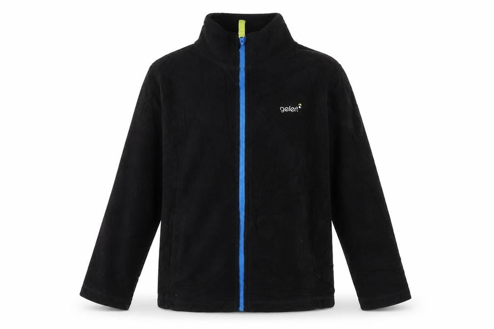 Front view of Gelert boys’ black fleece jacket 11-12 years full zip
