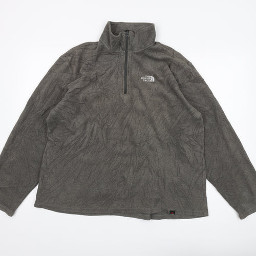 The North Face Men's Grey 1/4 Zip Fleece Sweatshirt L
