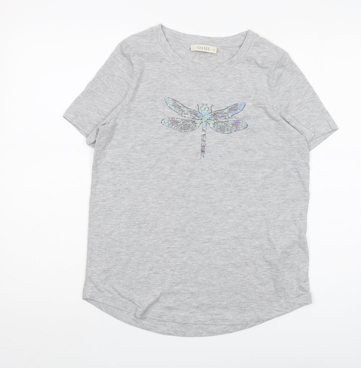 Oasis Women's Grey XS Basic Crew Neck T-Shirt