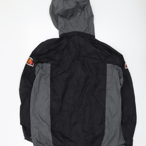 Ellesse Men's Black/Grey Hooded Windbreaker Jacket L