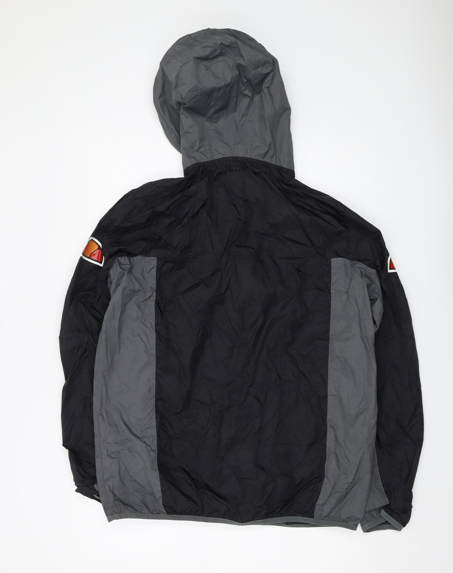 Ellesse Men's Black/Grey Hooded Windbreaker Jacket L