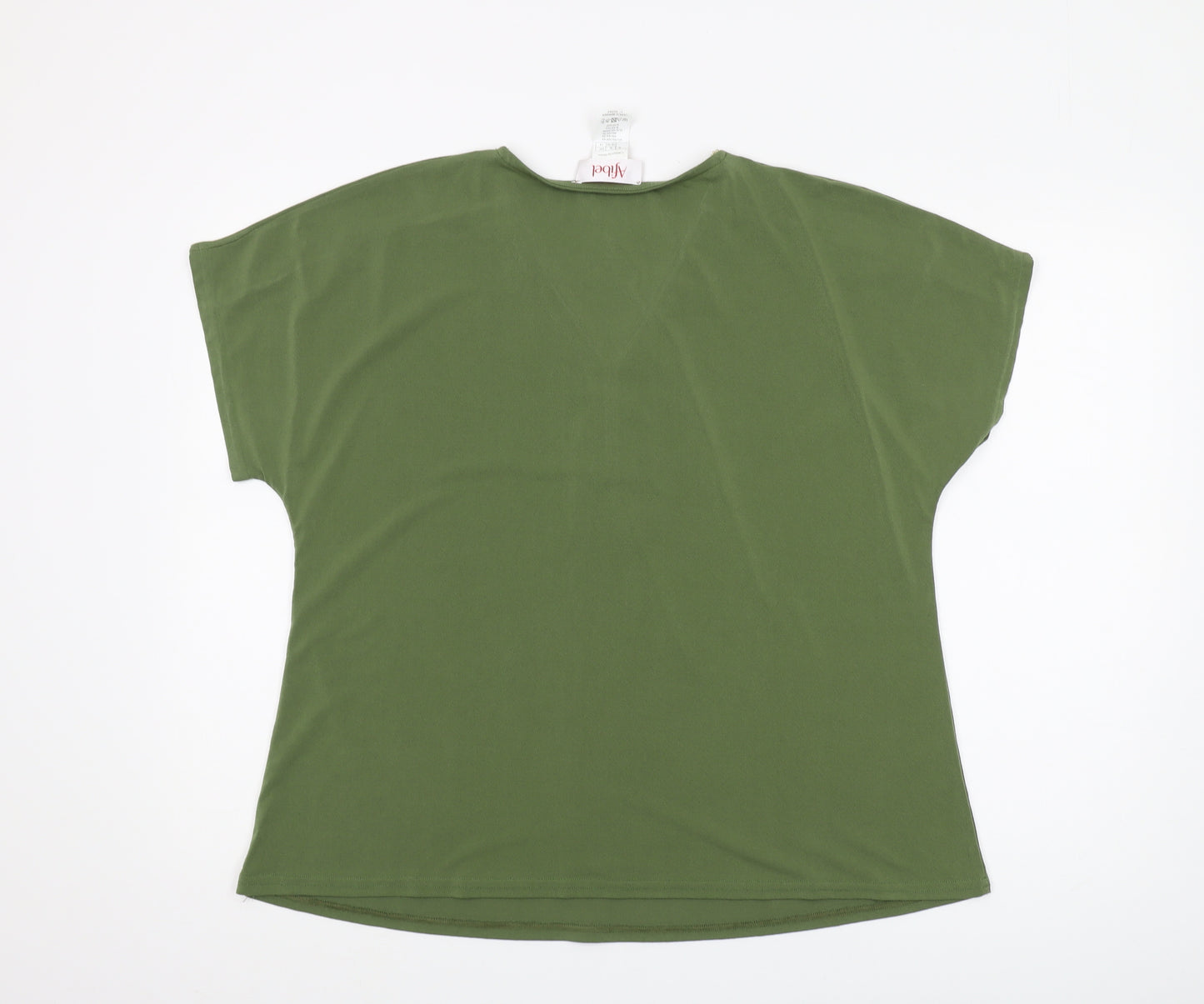 Afibel Women's Green Blouse V-Neck Cap Sleeve