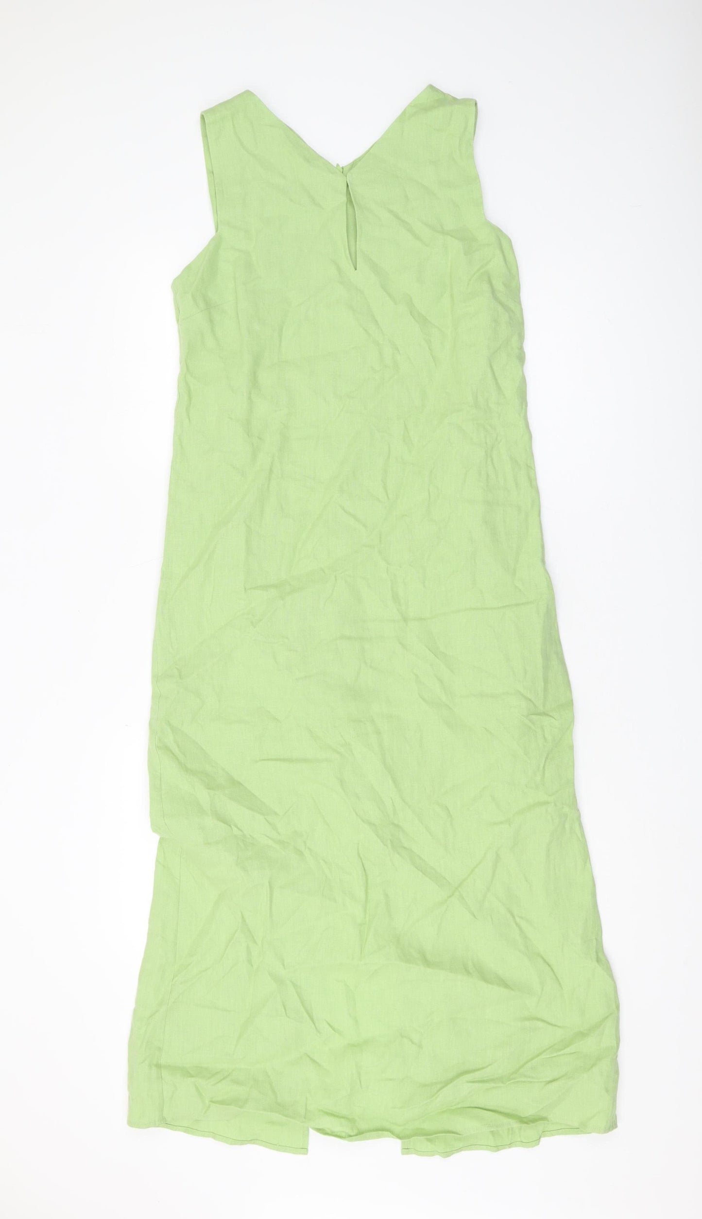 Marks and Spencer Women's Green Linen Shift Dress Size 8