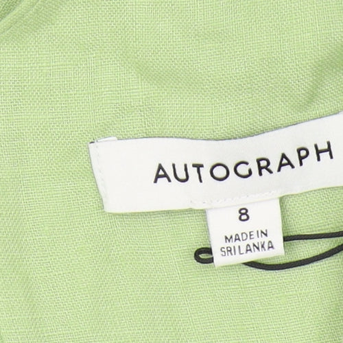 Marks and Spencer Women's Green Linen Shift Dress Size 8