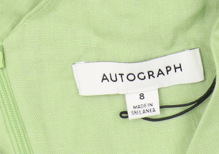 Marks and Spencer Women's Green Linen Shift Dress Size 8