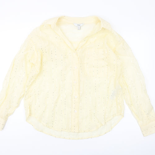 Marks and Spencer Women's Yellow Blouse - Size 10