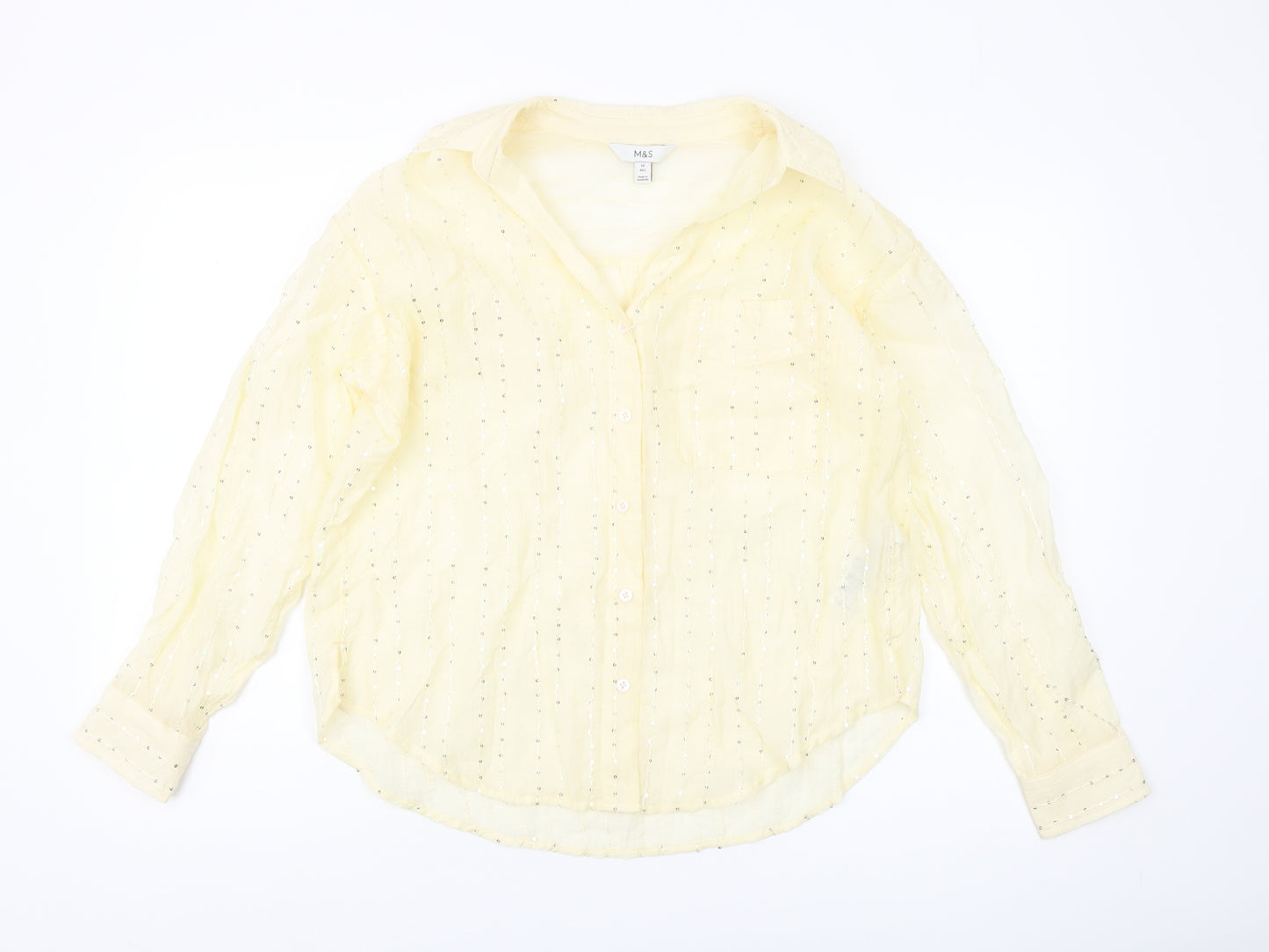 Marks and Spencer Women's Yellow Blouse - Size 10