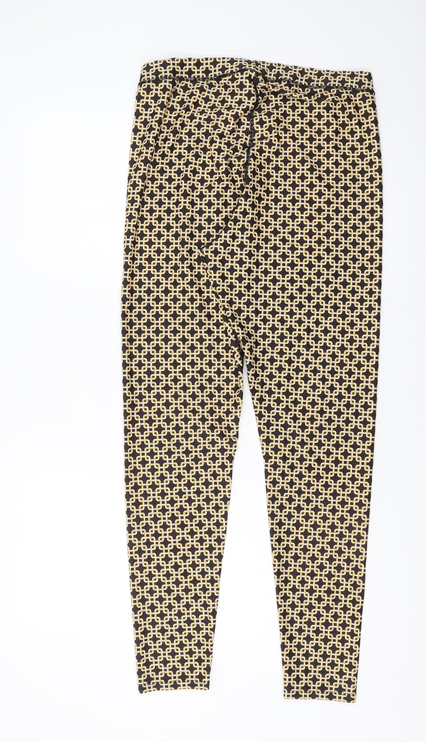 H&M Women's Multicoloured Geometric Trousers - Size 16