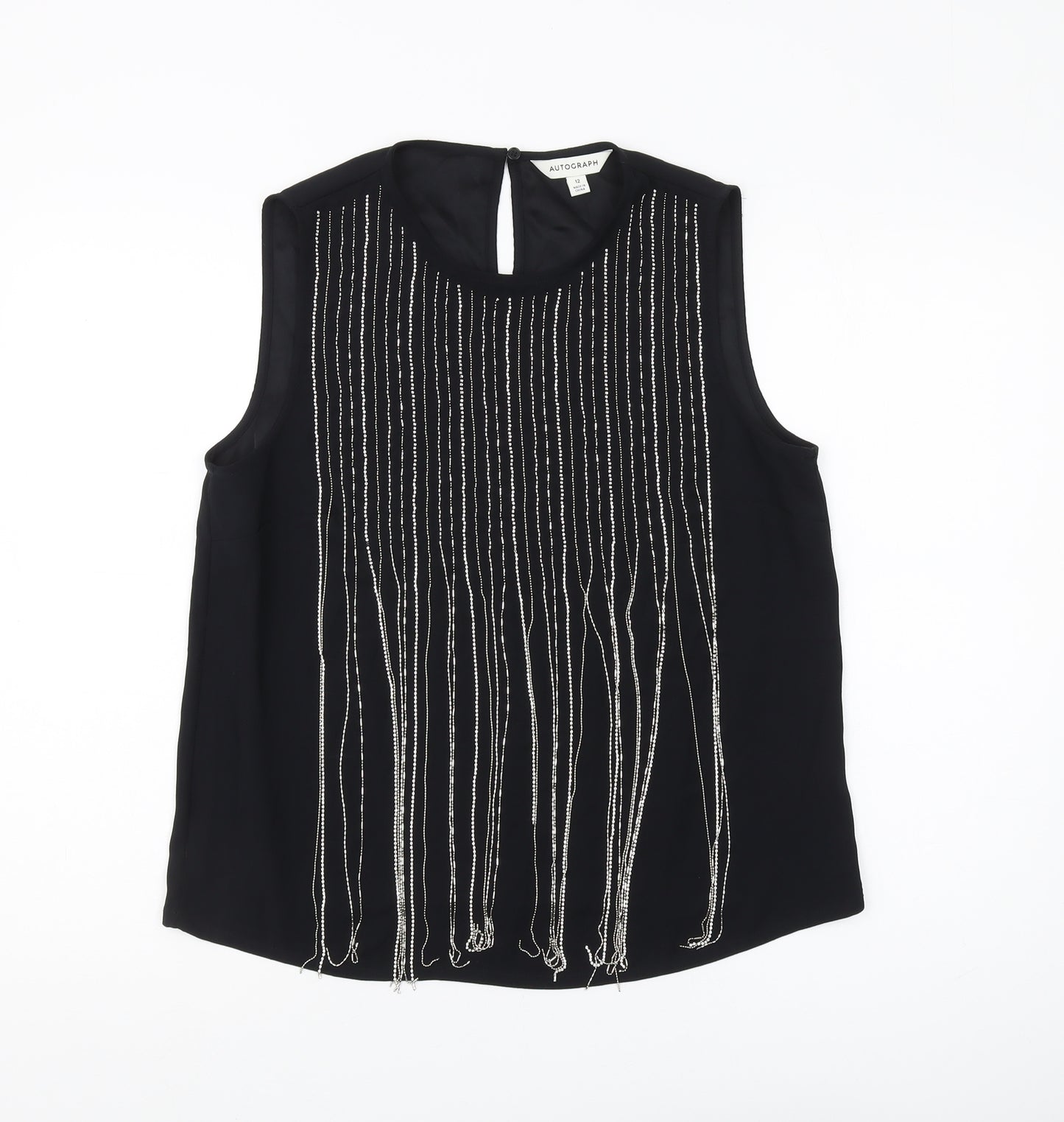 Marks and Spencer Women's Black Beaded Blouse Size 12