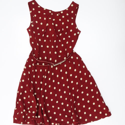 Apricot Women's Red A-Line Polka Dot Dress S