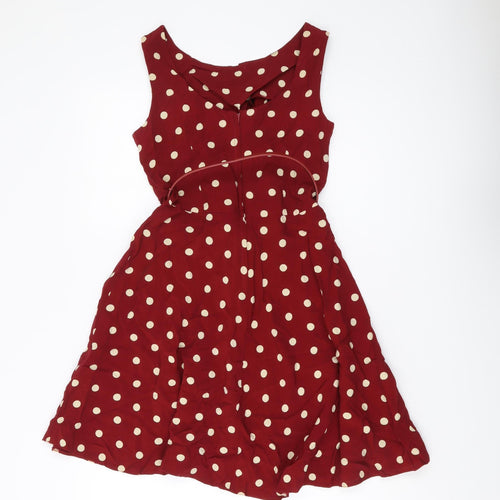 Apricot Women's Red A-Line Polka Dot Dress S