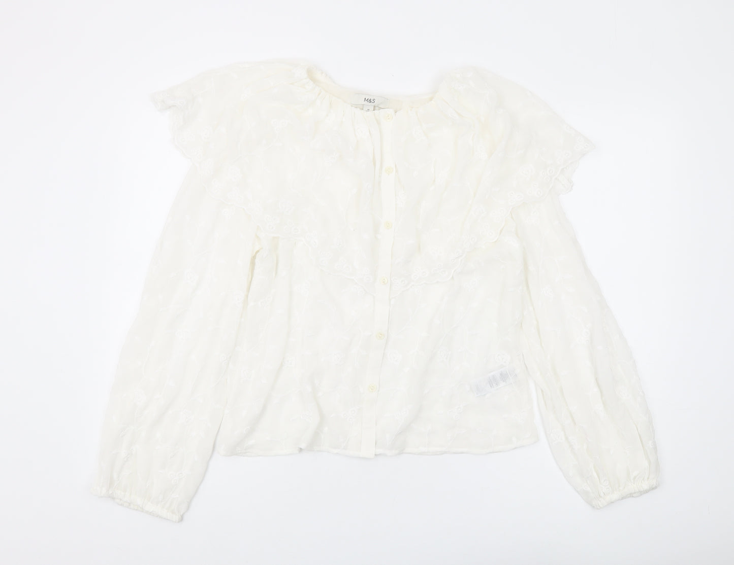 Marks and Spencer Women's White Embroidered Blouse