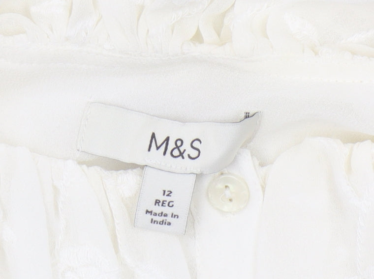 Marks and Spencer Women's White Embroidered Blouse