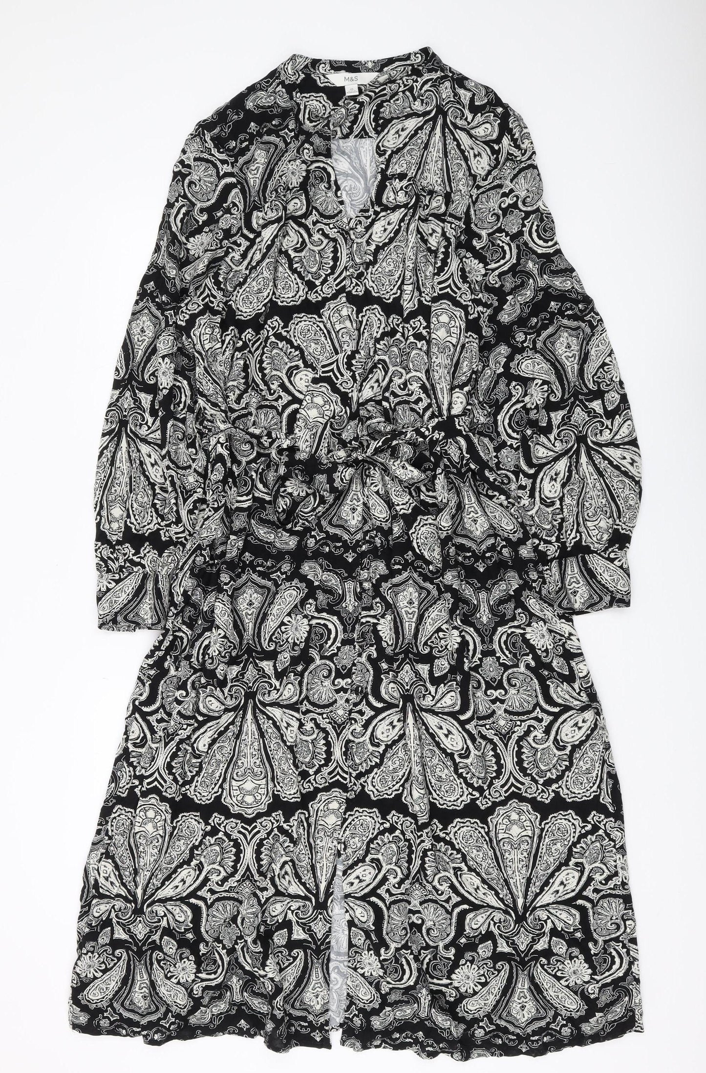 Marks and Spencer Womens Black Paisley A-Line Dress