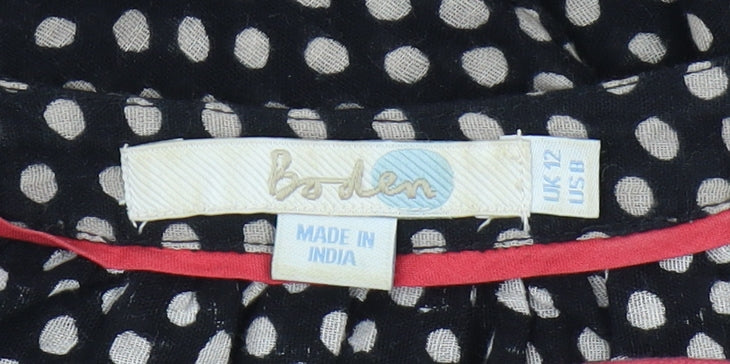Boden Women's Black Polka Dot Blouse Size 12