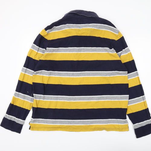 Marks and Spencer Men's Navy Yellow Striped Polo XL