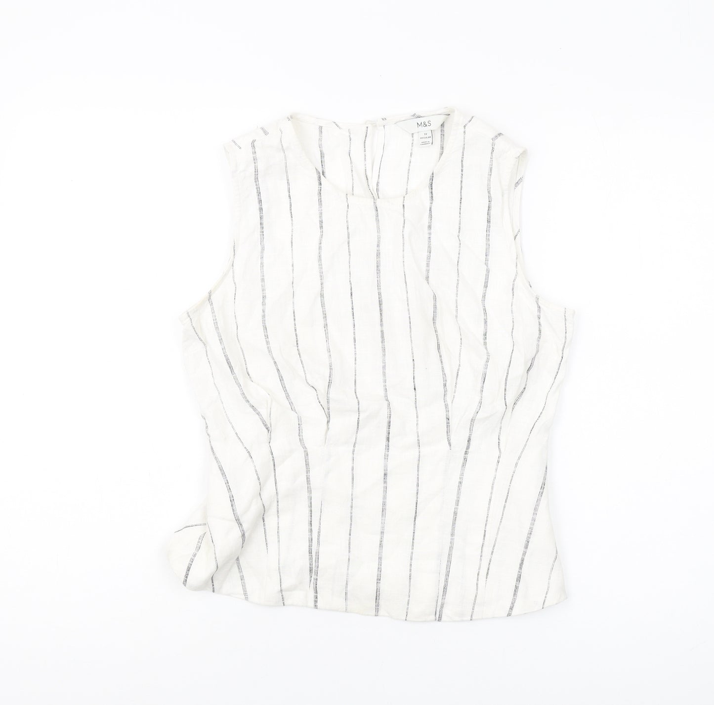 Marks and Spencer Women's White Striped Tank Top