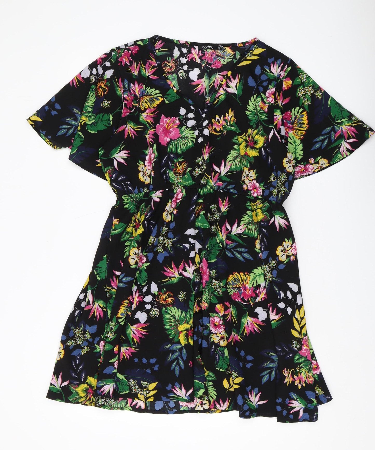 Boohoo Women's Multicoloured Floral Dress Size 16
